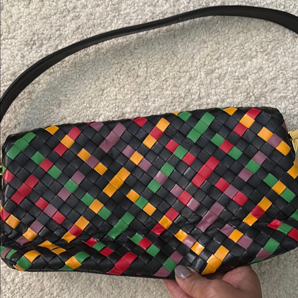 Colorful patterned Leather Navy Bag